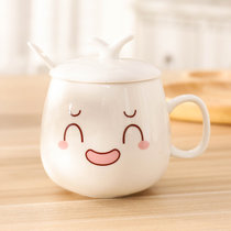 创意可爱表情杯子带盖带勺陶瓷杯潮流牛奶杯韩版咖啡杯马克杯水杯(带盖勺开心)