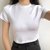 春夏纯色侧边抽绳绑带圆领短袖T恤女修身短款设计感心机上衣(XL 307#白色【纯色】)