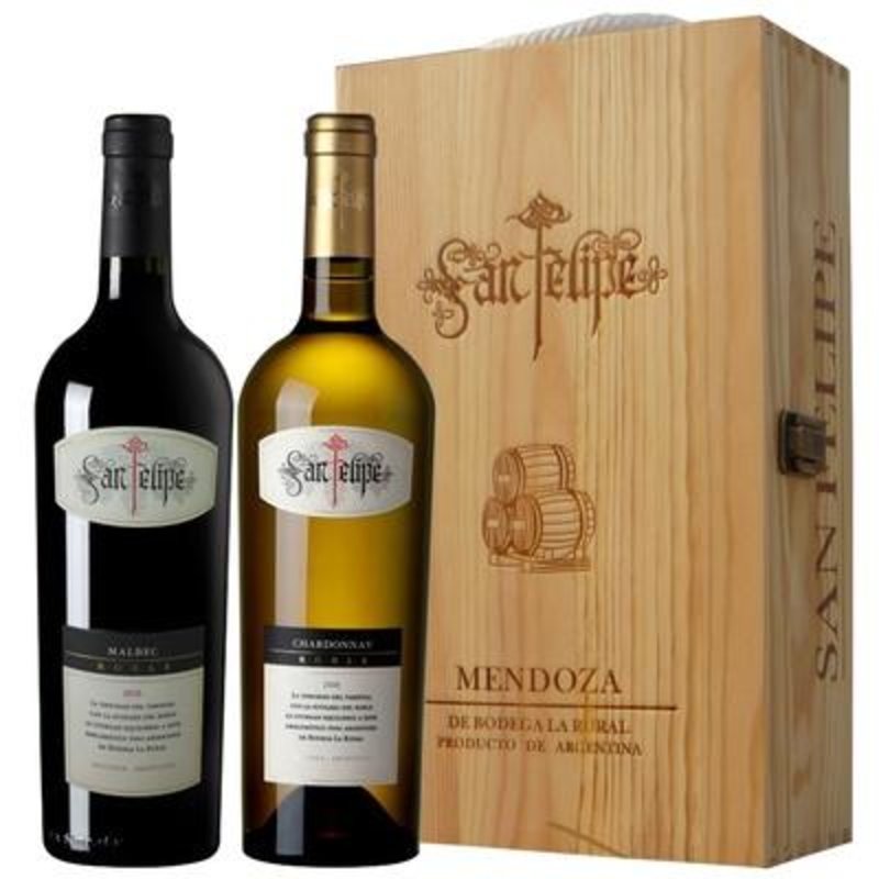 阿根廷进口红酒圣菲利佩干红干白葡萄酒750ml双支礼盒装