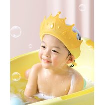 宝宝洗头儿童挡水帽防水护耳护眼硅胶皇冠浴帽小孩洗澡洗发帽7ya(柠檬黄 可调节)