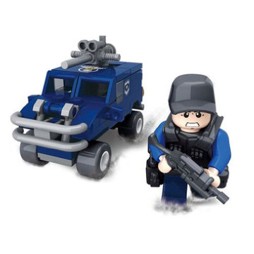 高博乐swat防爆特警警车带人仔武器城市警察系列积木儿童玩具生日礼物