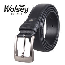 Wolsey金狐狸男士针扣牛皮皮带WF666-4黑色(黑色 均码)
