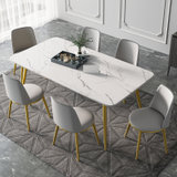 新飓岩板轻奢餐桌现代简约家用小户型长方形经济型北欧餐桌椅组合饭桌办公桌(1.6米岩板餐桌)