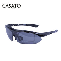 卡莎度(CASATO)骑行眼镜 户外运动防冲击偏光太阳镜 骑行防风护目镜装备 司机防护眼镜(亮黑)