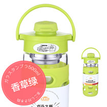 日本AKAW爱家屋蜂巢玻璃杯男女网红学生便携创意花茶果汁随手杯(香草绿-500ML)