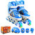 乐士/ENPEX溜冰鞋旱冰鞋轮滑鞋铠甲勇士可调直排闪光轮轮滑鞋儿童套装 KJ-333(蓝色 M码（33-37）)