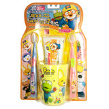 pororo啵乐乐 韩国进口儿童牙刷软毛2-6岁宝宝牙刷牙膏水杯  4件套  两色随机发货