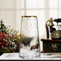 日系锤纹小透明玻璃花瓶简约创意水培插花花器清新客厅干花瓶摆件