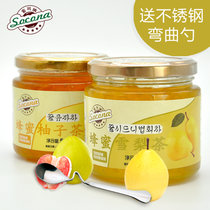 送弯曲勺 Socona蜂蜜柚子茶500g+雪梨茶500g韩国风味水果酱冲饮品