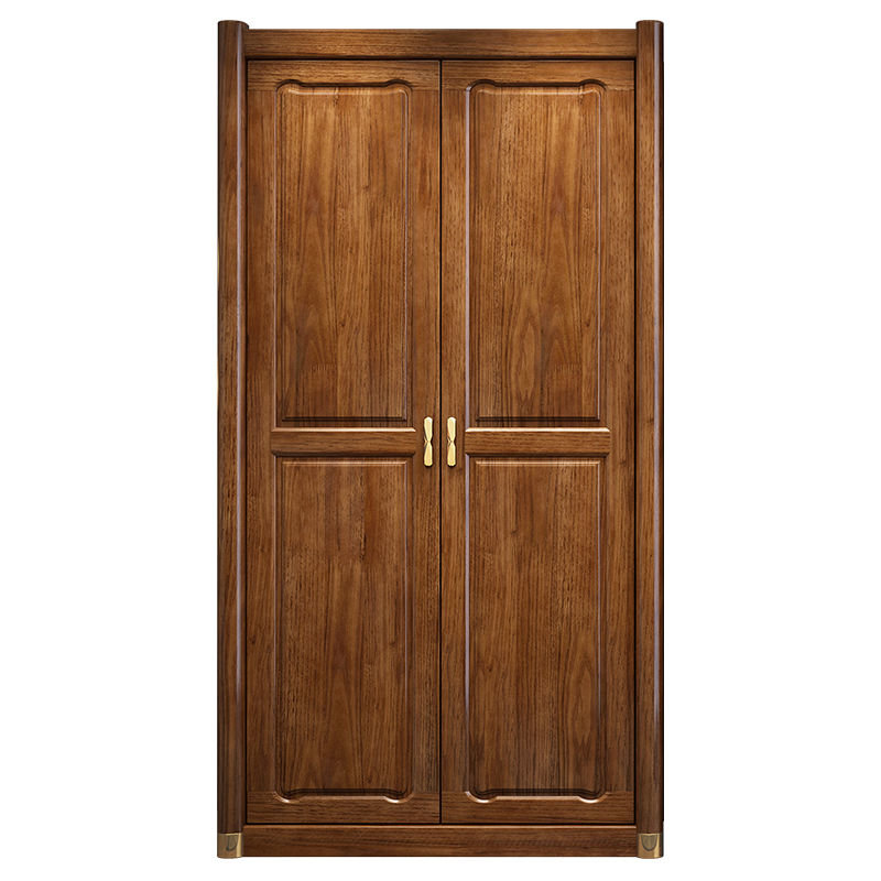 恒兴达黄金梨木实木衣柜现代新中式实木对开门带抽屉衣柜卧室家具黄金