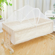 竹咏汇  实木婴儿床 小摇床 独立摇篮床便携式宝宝床小童床(4)