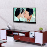 亿宸贵苏电视柜 可伸缩小户型客厅钢化玻璃电视柜卧室地柜(柚木色+白色)