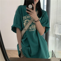 2022春夏季新款网红 T恤女大码宽松显瘦短袖上衣潮(绿色 M)