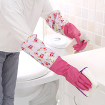 雅高 洗碗手套加绒 2双装 加长型保暖款家务手套 橡胶皮手套(默认 默认)