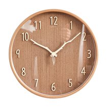 MJK北欧创意钟表时尚实木挂钟客厅家用时钟挂墙表静音简约现代(12英寸（直径30.5厘米） 胡桃色)