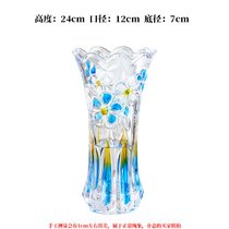 高档水晶玻璃花瓶北欧客厅插花轻奢摆件大号水养透明创意桌面装饰(25加厚蓝色【梅花】)