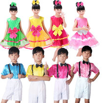 玛芮百利（Mauro Pole） 新款儿童大合唱服装演出服中小学生诗朗诵表演幼儿园蓬蓬裙(170cm)(绿色男长)