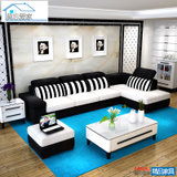 莫忘爱家现代小户型布艺沙发简约客厅可以拆洗转角沙发组合家具(2号色黑色 双+贵（3米）)