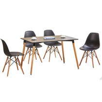 TIMI天米 现代简约餐桌椅 伊姆斯餐桌椅组合 北欧实木餐桌 小户型餐桌椅组合 家用饭桌 商用洽谈桌椅(黑色 1.4米餐桌+4把伊姆斯椅子)