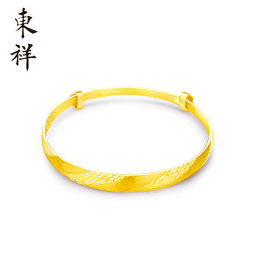 东祥黄金手镯999千足金手镯幸福嫁日星光实心推拉圈口手镯(26.27g)