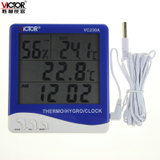 胜利仪器(VICTOR) VC230A 室内外双探头数字温度表 家用温湿度计 带闹钟