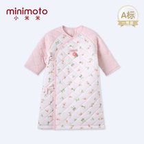 小米米minimoto17新款新生儿绗缝夹棉长袖和长袍和尚服宝宝睡衣(粉红 59cm（0-6个月）)