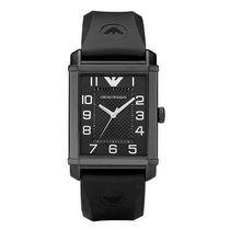阿玛尼（ARMANI）手表 时尚简约爵士黑白色方形胶带男表 AR0498 AR0499(AR0499黑色)