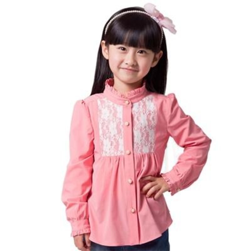 瓢虫之家童装2013春季新品女童长袖衬衣衬衫lfcs0358玫瑰红160