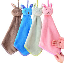 有乐 A269可爱小兔子加厚可挂式珊瑚绒吸水擦手巾擦手布毛巾搽手巾lq2055(蝴蝶结紫色)