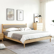 一米色彩 一家 设计师床 北欧现代简约实木床1.5m白蜡木1.8米主卧日式双人床(原木色 1.5米床+2床头柜+床垫)