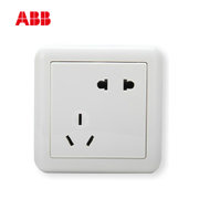 ABB开关插座面板德静系列白色86型10A错位斜五孔插座二位二三极插座AJ205