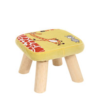 缘诺亿 蘑菇创意换鞋凳儿童矮凳四脚方凳可拆洗家居凳实木卡通凳ht-005#(黄色 24小时内发货)