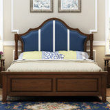 美姿蓝 床 美式实木床 双人床 卧室家具 婚床(床+乳胶床垫+1柜 1.8m)