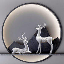 一鹿携手摆件 陶瓷福鹿创意北欧客厅玄关酒柜茶柜简约现代家居装饰品鹿摆件(福鹿-大18x8x28cm)