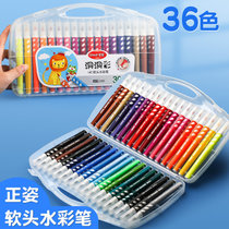 掌握水彩笔软头36色套装可水洗24色小学生儿童幼儿园美术专用图画笔(12色 掌握洞洞水彩笔)