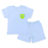 沐童 竹浆纤维 夏季儿童居家服儿童套装 2件套 短袖T恤+短裤(蓝色 73cm(6-12个月))