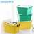 茶花塑料厚款收纳箱整理箱马卡龙色玩具有盖储物25L*3(两个装（黄色） 小号25L)