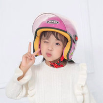 儿童头盔秋冬半盔可爱卡通四季头盔电动车保暖防护帽适合2-8岁(粉红色 儿童款（图案随机）)