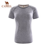 Camel/骆驼户外运动T恤 女圆领透气纯色运动功能短袖T恤春 A7S1U7149(麻灰 S)