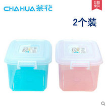 茶花塑料储纳箱零食品收纳箱手提整理箱小号透明内衣收纳盒1红1蓝，2个装