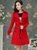 素芬  冬装新款大衣红色双排扣配腰带羊毛呢大衣女装风衣(红色 XL)