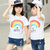儿童夏季甜美时尚纯棉短袖T恤男女童多款可选（黄足球龙150cm）(白彩虹 130cm)