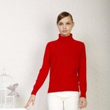 Menggele加厚 羊绒衫2014新款  菱形格 高领 山羊绒毛衣 *(红色 S)