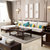 银卧新中式实木转角沙发组合现代简约实木布艺客厅沙发客厅家具(组合 三人位+贵妃+茶几（白色）)