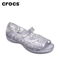 Crocs女童鞋卡骆驰女童凉鞋伊莎贝小童闪亮夏季平底凉鞋|202602(C6 22.5码14.5cm 银色)