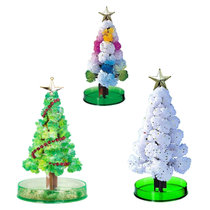 迷你圣诞树纸树开花浇水生长结晶魔法树节日装饰品儿童玩具小礼物(纸树开花【绿树+彩树+白树】 默认版本)