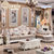 拉斐曼尼 FS050 欧式布艺沙发简约客厅沙发组合实木雕花法式田园大小户型转角沙发(沙发 1+3+右妃+脚踏)