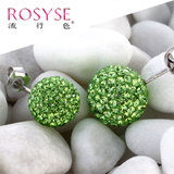 ROSYSE流行色925纯银比利时水晶耳钉E-0016S/M/L(8mm)