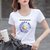 棉 T恤女夏季印花设计感体恤衫修身显瘦上衣韩版女装(紫色雏菊【白色】 L)
