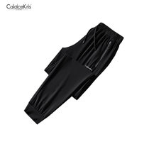 CaldiceKris （中国CK）夏季休闲男士冰丝运动套装CK-FS1013(黑色 4XL)